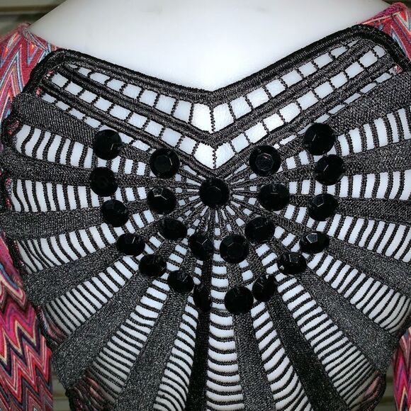 Retro style dress with geometric crochet stretchy beading spider web size small - Picture 7 of 8